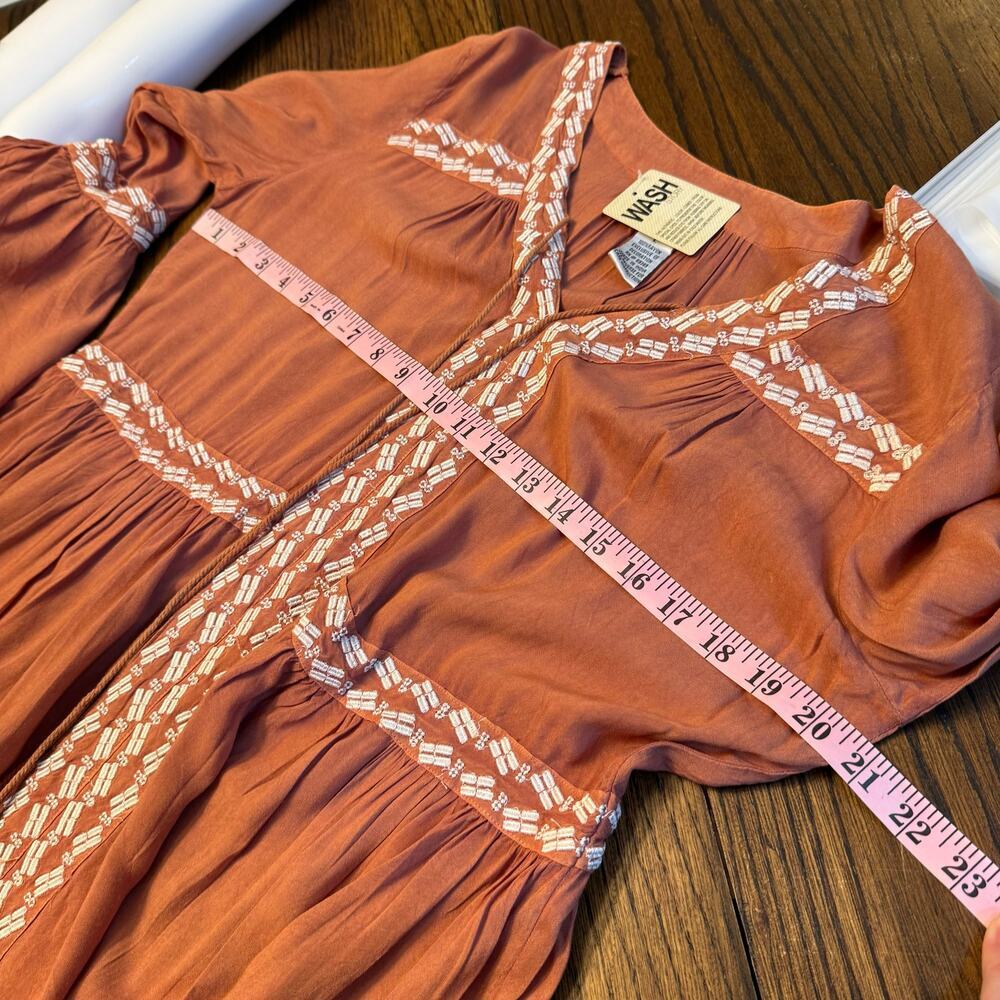 NWT Y2K Oso Casuals Embroidered Boho Peasant Tunic Top – Women's L – Rust Orange - Picture 6 of 8